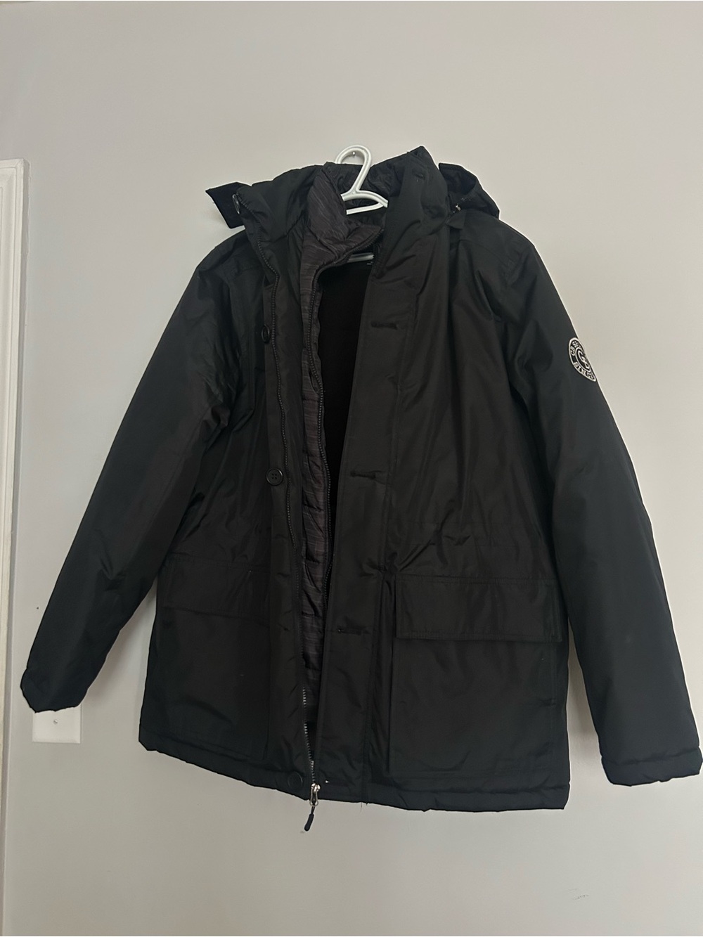 CB Sport Men's Black Parka Jacket with Hood size xl